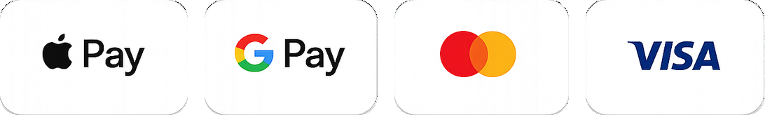 Apple Pay, Google Pay, Mastercard and Visa accepted